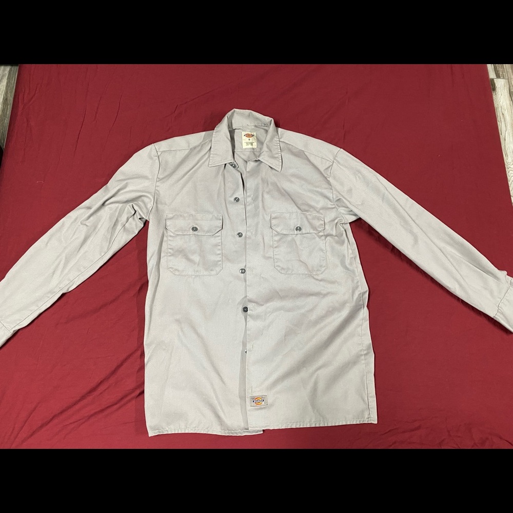 Dickies Grey Button Up Work Shirt